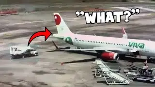 Runaway Truck Hits Plane!