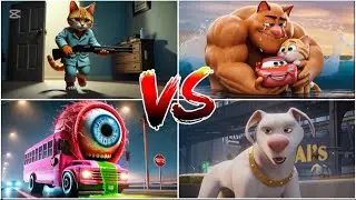 Shotgun Cat vs Buff Cat vs Eyeball Bus vs White Dog &ndash; Tiles hop