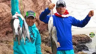 GRAN PESCA con carnada viva - pesca en orilla del Mar