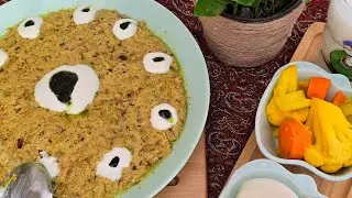 Iranian traditional food Kashk and Bademjan ( eggplants)  delicious and popular 😋