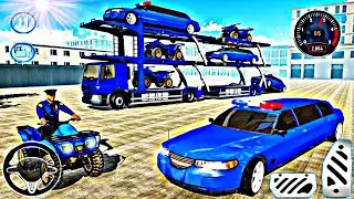US Police Limousine Transporter Truck || Helicopter Multi Level Car Driver || Unique Games