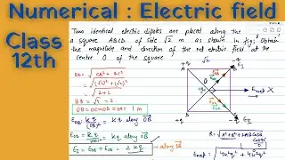 Two identical electric dipoles are placed along the diagonals of a square ABCD of side square root 2