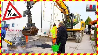 Asphaltieren v. Leitungsgräben vor Weihnachten, Waiblingen, 2025.