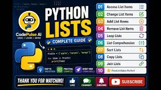 Python Lists Complete Guide in One Video | Access, Change, Add, Remove, Sort Lists | Python Tutorial