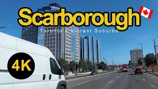TORONTO SUBURBS EVENING DRIVE:  SUMMER TOUR 2025 | HUNTINGWOOD DRIVE, MCCOWAN & ELLESMERE RD | 4K