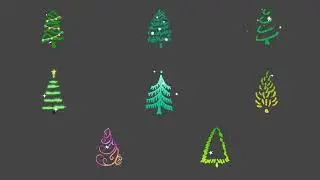 Cartoon Christmas Trees Animations Icons | Motion Graphics