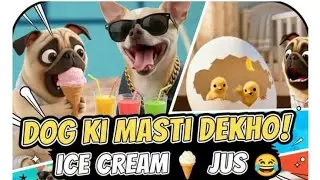 Dog की मस्ती देखो ice cream, जूस fun 🎤सिंगिंग 🤣😂#funny #trending #viralvideo #comedy #funnyanimals 