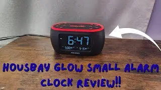 HOUSBAY Glow Small Alarm Clock Radio with 7 Color Night Light, Dual Alarm, Dimmer, USB Charger