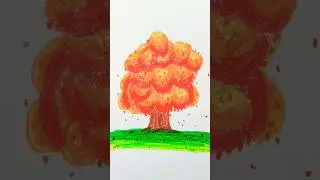 Fall Tree Drawing🍁🍂#artscraft#diycrafts#trendingshorts#drawingtutorial #oilpastel#trendingvideo