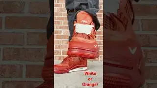 White or Orange Laces on Air Jordan 4 Brick by Brick #sneakers