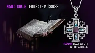 NANO BIBLE JERUSALEM CROSS | PENDANT NECKLACE SILVER 925 WITH ROMAN GLASS