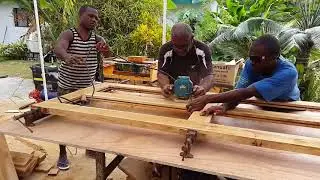A raised panel door frame in the making