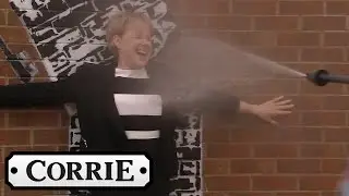 Coronation Street - Sally Gets Wet Trying To Protect A Banksy Piece