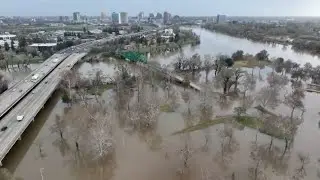 Drone footage shows Sacramento flooding amid continuing California storms