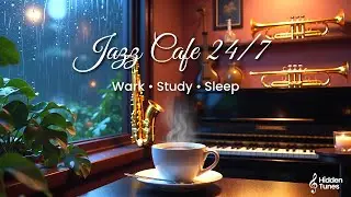 Relaxing Jazz Piano & Sax Instrumental | Cozy Cafe Vibes for Work Study Sleep 24/7 Live