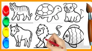 How to draw wild animals drawing for kids । Kids drawing step by step । Wild animals drawing 