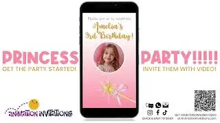 Princess Pool Party Invitation &mdash; Magical Pink & Gold Birthday Video