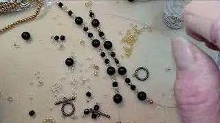 Golden Sheen Obsidian necklace, bracelet and earrings set from  bead box bargains part 1