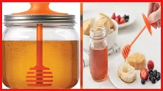 Jarware Honey Dipper Lid for Regular Mouth Mason Jars, Orange, 16-Ounce