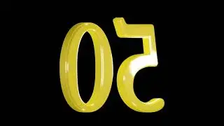 Gold number 50 animation on black background, seamless looping, screensaver, 4K