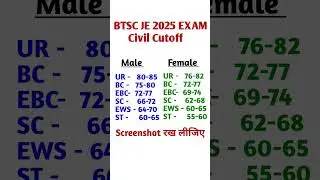 BTSC JE Cutoff 2025 Exam