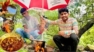 CHICKEN IN JUNGLE | Country chicken curry | Desi chicken party in jungle | chicken recipe