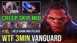 WTF 3Min Vanguard Solo Mid Creep Skipping Axe 1v5 Run At Them 100% Full Aghanim Effect Dota 2