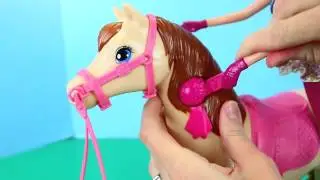 Barbie Saddle 'N Ride Horse Jump And Ride Pony Barbie Doll Toy Review by DisneyCarToys