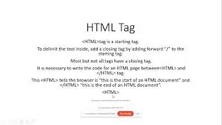 Lets see the starting HTML tag The HTML Tag