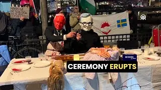 Protesters Confront Israel and US Outside Nobel Peace Prize Event