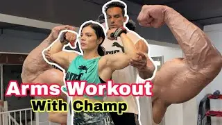 Arms Workout With | Women Champ Bodybuilder | Bicep 💪 Triceps Day Big Flex Arms 