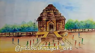 konark sun temple easy drawing, easy drawing of konark sun temple, konarka temple drawing 