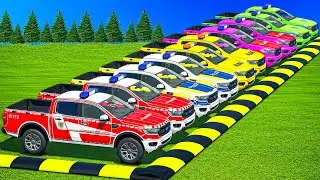 OVERSIZE DELIVERY EMERGENCY FORD RANGER, DODGE, COPS BMW WITH MACK POLICE TRUCKS! FS 25