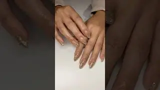 Nude almond nails with gold glitter ombr&eacute; and rhinestones&mdash;elegant and dazzling! ✨💅 #NailArt