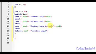 Codingenviron C++ Switch Statement