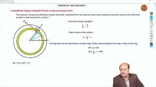 3.2 Maximum Torque Transmitted by Circular Shaft | Unit-3 | ME304 & CE305 | Strength of Materials