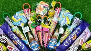 sweet chocolate rainbow umbrella cone/colorful lollipop,Jam marshmallow,mickey pop and unboxing.