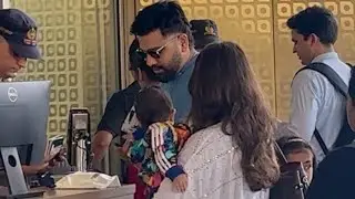 Rohit Sharma with family spotted at Mumbai airport