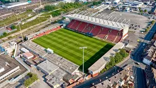 Crewe Alexandra the Mornflake Stadium or Gretsby Road by Drone