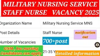 MNS STAFF NURSE VACANCY NOTIFICATION OUT ✅🤞🔥💯