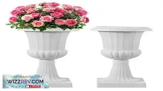 VEVOR Plastic Urn Planters 15.8 x 26.4 Inch 2 Pack White Classic
