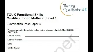 Functional Skills Maths L1 Examination Paper 4 TQUK
