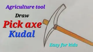 How to draw Pick axe,Kudal ka chitra,Draw agriculture tool for EVS science#कृषि यंत्र कुदाल का चित्र