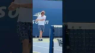 Marat Safin hitting  - You never know whom you&rsquo;re going to find at the US Open practice courts