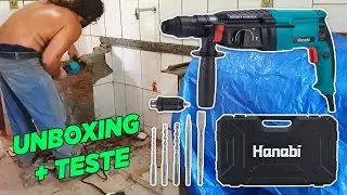 Unboxing + Martelete Teste Furadeira Martelete Rompedor  1300w Sds Hanabi / Knakasaki Copia Da Bosch