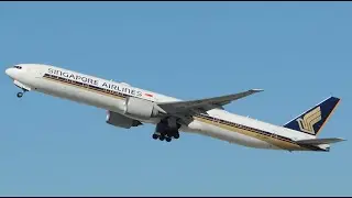 Singapore Airlines Boeing 777-300ER [9V-SWP] takeoff from LAX