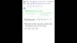 Writing an Equation of a Circle in Standard Form (Example1)