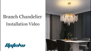 Modern Crystal Tree Branch Chandelier, D23.7'' Gold Round Raindrop Light Fixture Installation Video