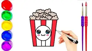 How to draw a popcorn basket | drawing tutorials for kids | Children drawing video