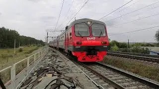 Электропоезд ЭД4М-0282 с пригородным поездом №6016 Миасс-1&mdash;Челябинск прибывает на о.п. Бутаки